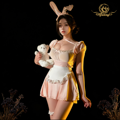 ชุดกระต่าย 🐰 สไตล์เครื่องแบบตาข่ายโปร่งใส 🩷