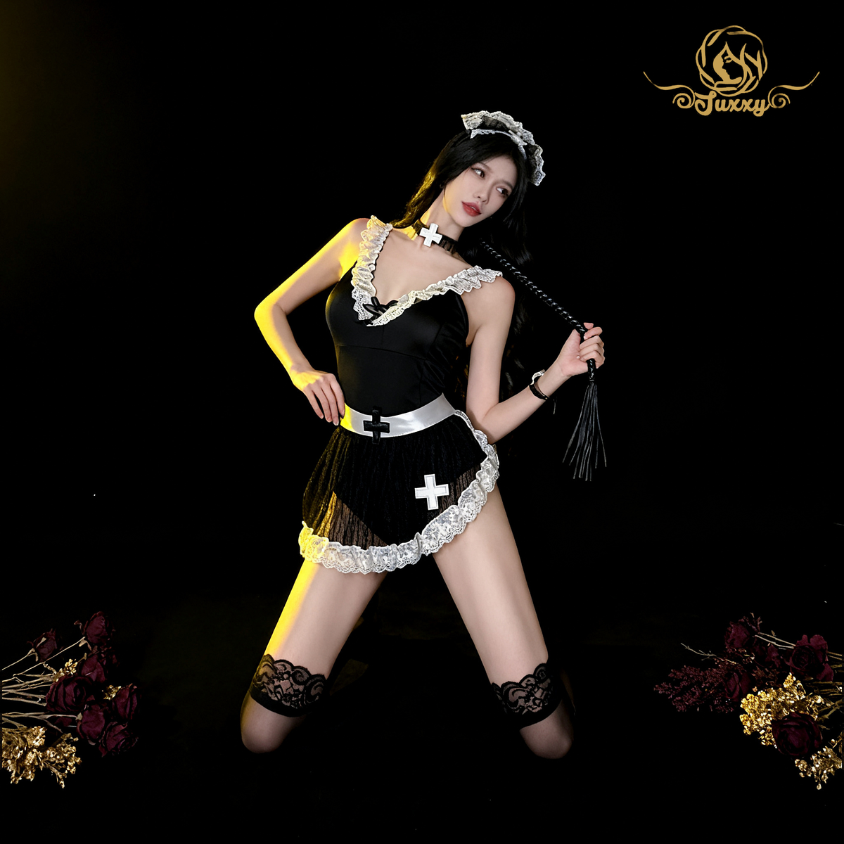 "Night Maid" An alluring uniform with a small apron design and lace trim