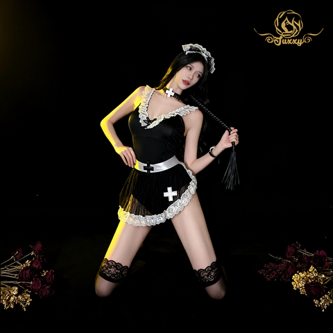 "Night Maid" An alluring uniform with a small apron design and lace trim