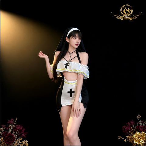 清纯魅惑cosplay睡裙蕾丝边 圣母玛丽修女风💞