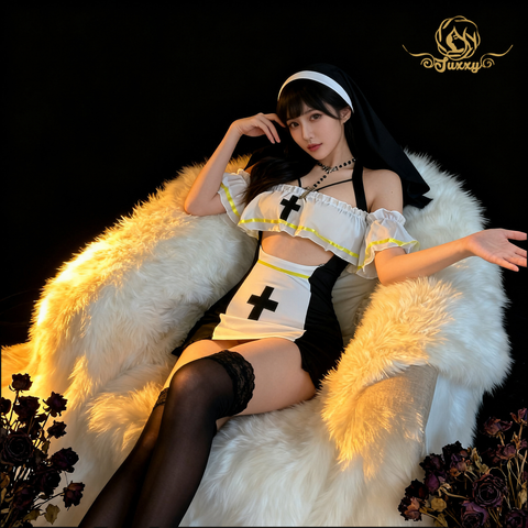 清纯魅惑cosplay睡裙蕾丝边 圣母玛丽修女风💞