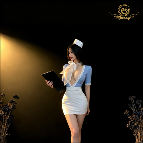 "Passion Flight" ชุดยูนิฟอร์มกระโปรงทรงกระชับแต่งลูกไม้ดีไซน์คอลึก