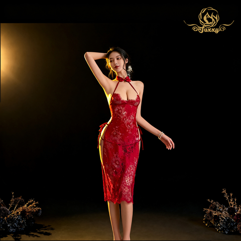 "Classic Beauty" 🍁High-End Lace Nightgown, Classic Cheongsam Style, Thin Lingerie💋